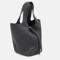 مملوكة مسبقًا Hermès Noir Taurillon Clemence Leather Picotin Lock 18 Bag
