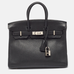 Hermes Black Togo Leather Palladium Finish Birkin 25 Bag