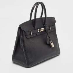 Hermes Black Togo Leather Palladium Finish Birkin 25 Bag