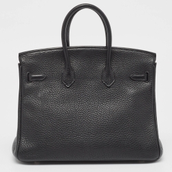 Hermes Black Togo Leather Palladium Finish Birkin 25 Bag