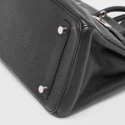 Hermes Black Togo Leather Palladium Finish Birkin 25 Bag