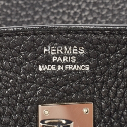 Hermes Black Togo Leather Palladium Finish Birkin 25 Bag