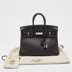 Hermes Black Togo Leather Palladium Finish Birkin 25 Bag