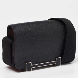 Pre Owned Hermes Black Chevre Mysore Leather Geta Bag  