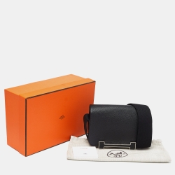 Pre Owned Hermes Black Chevre Mysore Leather Geta Bag  