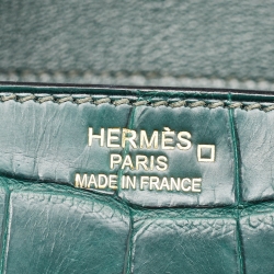 Hermes Vert Fonce Matte Alligator Gold Finish Birkin 35 Bag