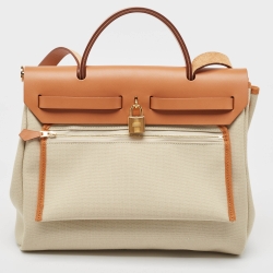 Pre Owned حقيبة هيرمس هيرباغ زيب 31 كانفاس إتش/إبيين وجلد أحمر 