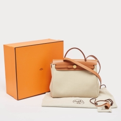 Pre Owned حقيبة هيرمس هيرباغ زيب 31 كانفاس إتش/إبيين وجلد أحمر 