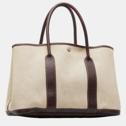 Hermes Brown Canvas Toile Garden Party PM bag