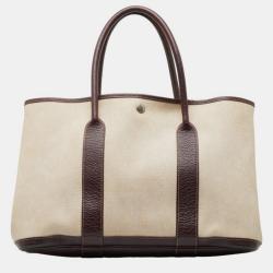 Hermes Brown Canvas Toile Garden Party PM bag