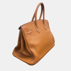 Hermes Brown Leather Clemence Birkin 35 Bag