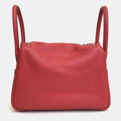 Pre Owned Hermes Rouge De Coeur Clemence Lindy 26 Handbag