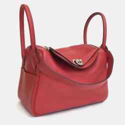 Pre Owned Hermes Rouge De Coeur Clemence Lindy 26 Handbag
