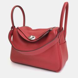 Pre Owned Hermes Rouge De Coeur Clemence Lindy 26 Handbag