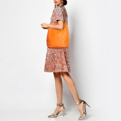 Pre Owned Hermes Orange Togo Leather So Kelly 22 Bag