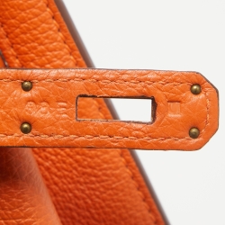 Pre Owned Hermes Orange Togo Leather So Kelly 22 Bag