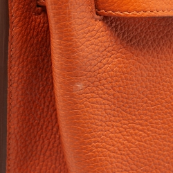 Pre Owned Hermes Orange Togo Leather So Kelly 22 Bag