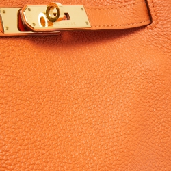 Pre Owned Hermes Orange Togo Leather So Kelly 22 Bag