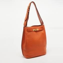 Pre Owned Hermes Orange Togo Leather So Kelly 22 Bag