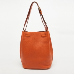 Pre Owned Hermes Orange Togo Leather So Kelly 22 Bag