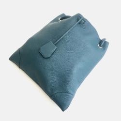 Hermes Blue Jean Clemence Leather City 33 Shoulder Bag