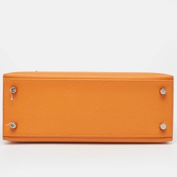 مملوكة مسبقًا Hermes Orange Epsom Leather Palladium Finish Kelly Sellier 25 Bag