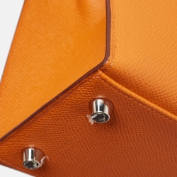 مملوكة مسبقًا Hermes Orange Epsom Leather Palladium Finish Kelly Sellier 25 Bag