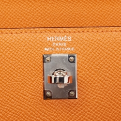 مملوكة مسبقًا Hermes Orange Epsom Leather Palladium Finish Kelly Sellier 25 Bag