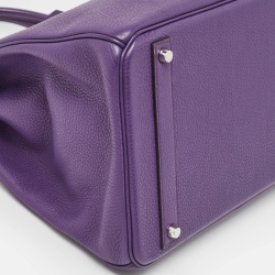 Hermes Ultraviolet Togo Leather Palladium Finish Birkin 40 Bag