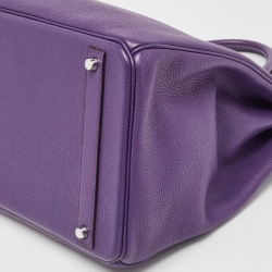 Hermes Ultraviolet Togo Leather Palladium Finish Birkin 40 Bag