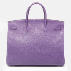 Hermes Ultraviolet Togo Leather Palladium Finish Birkin 40 Bag