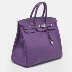 Hermes Ultraviolet Togo Leather Palladium Finish Birkin 40 Bag