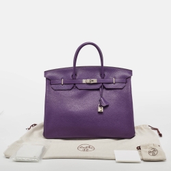 Hermes Ultraviolet Togo Leather Palladium Finish Birkin 40 Bag