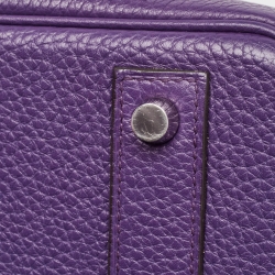 Hermes Ultraviolet Togo Leather Palladium Finish Birkin 40 Bag