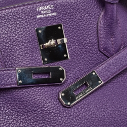 Hermes Ultraviolet Togo Leather Palladium Finish Birkin 40 Bag