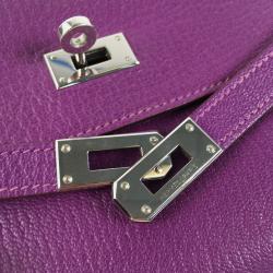 Pre Owned Hermes Purple Chevre Kelly Wallet