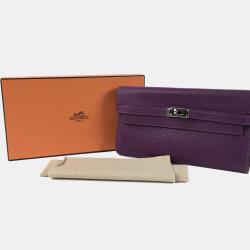 Pre Owned Hermes Purple Chevre Kelly Wallet