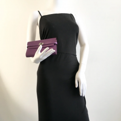 Pre Owned Hermes Purple Chevre Kelly Wallet
