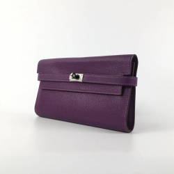 Pre Owned Hermes Purple Chevre Kelly Wallet