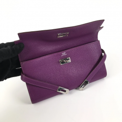 Pre Owned Hermes Purple Chevre Kelly Wallet