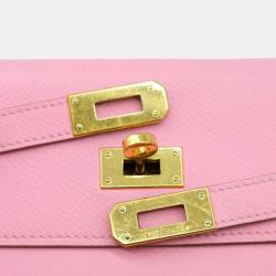 Pre Owned Hermes Pink Epsom Leather Kelly Bi-fold Long Wallet