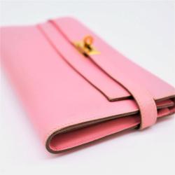 Pre Owned Hermes Pink Epsom Leather Kelly Bi-fold Long Wallet