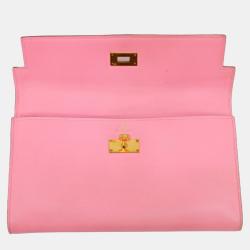 Pre Owned Hermes Pink Epsom Leather Kelly Bi-fold Long Wallet