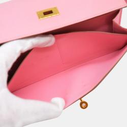 Pre Owned Hermes Pink Epsom Leather Kelly Bi-fold Long Wallet
