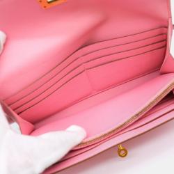 Pre Owned Hermes Pink Epsom Leather Kelly Bi-fold Long Wallet