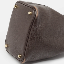 Pre Owned Hermes Chocolat/Ebene Taurillon Clemence Leather and Alligator Touch Picotin Lock 18 Bag