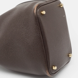 Pre Owned Hermes Chocolat/Ebene Taurillon Clemence Leather and Alligator Touch Picotin Lock 18 Bag