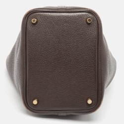 Pre Owned Hermes Chocolat/Ebene Taurillon Clemence Leather and Alligator Touch Picotin Lock 18 Bag