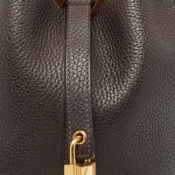 Pre Owned Hermes Chocolat/Ebene Taurillon Clemence Leather and Alligator Touch Picotin Lock 18 Bag