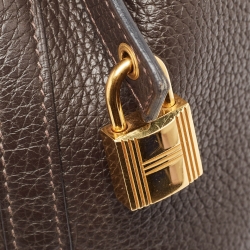 Pre Owned Hermes Chocolat/Ebene Taurillon Clemence Leather and Alligator Touch Picotin Lock 18 Bag